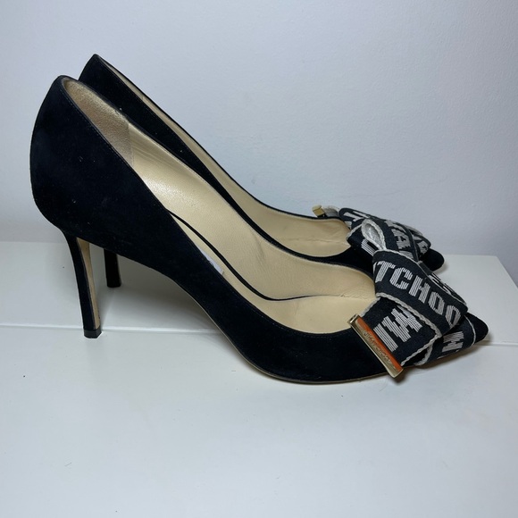 Jimmy Choo Tegan 100 Suede Logo Tape Pointed toe Heels EU 41 (11) - Picture 5 of 10